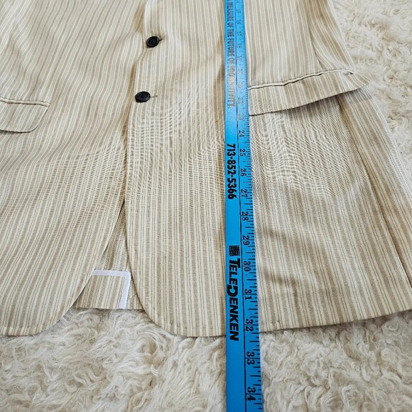 Italian Soft Men’s Linen Blend Beige Striped Event Casual Suit Size 44T/Medium - Picture 6 of 10